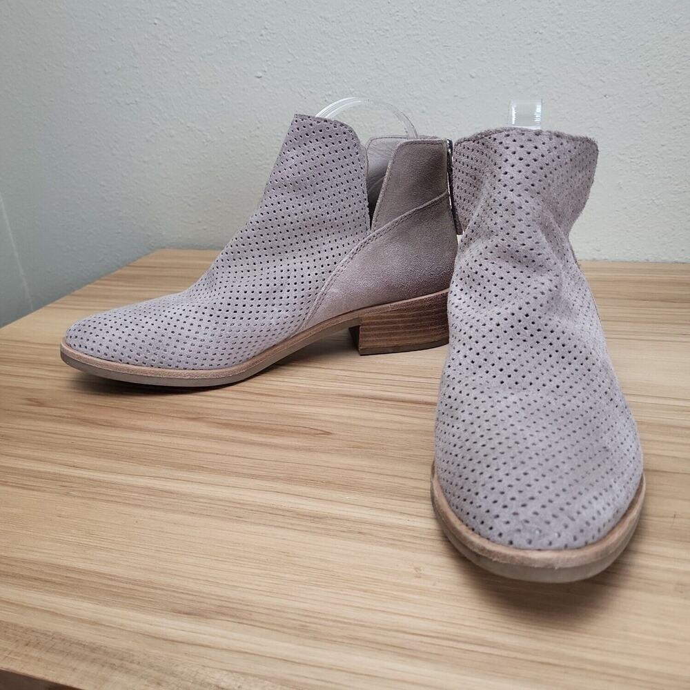 Dolce Vita Womens Kaidie‎ Beige Suede Almond Toe Back Zip Ankle Booties Size 8